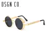 DSGN CO. Clássico Steampunk Óculos de sol para o round Unisex Homens e mulheres Vintage Sun Glasses 11 cores UV400