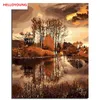 Lakeside Villa Digital Painting Handpainted Oil Painting by numbers Color Balloon oil paintings picture drawing scroll paintings