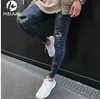 HZIJUE hommes HIP HOP maigre moto denim pantalon fermeture éclair noir jean hommes pantalons vaqueros hombre jeans décontractés hommes