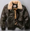 Avirex  Flight Jacket Fur Collar Genuine Leather Jacket Men Black Brown Sheepskin Coat Winter Bomber Male