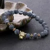 Bracelets de perles en pierre de lave naturelle pour hommes, meilleures ventes, bracelet tête de léopard en agate patinée noire, bijoux extensibles de Yoga, cadeaux de noël