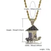 Goud Verzilverd Traphouse Ketting Hanger Mannen Vrouwen Iced Out Out Cubic Zirkoon Ketting Bicolor Sieraden voor Gift, Partij