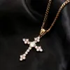 HIP HOP Cross Pendentif Collier Micro Pave CZ Stones Hommes Bijoux avec chaîne cubaine gratuite ou chaîne de tennis