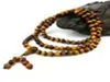 Tibetanska buddhistiska bönpärlor, 6mm Natural Yellow Tiger Eye Jade, Meditation Yoga 108 Pärlor. Charm halsband