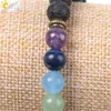 CSJA Nero Naturale Pietra Lavica Perline Bracciali 7 Chakra Mala Gemme Pietra Preghiera Meditazione Bracciale Filo Energia Reiki Gioielli Whole3315039