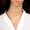 Mode Mehrschichtige Kette Halsketten Herren Damen Erstellt Edelstein Naturstein Sechseckige Anhänger Halskette Frauen Kimter-D782S Z