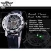 Winner Retro moda negro plata reloj diamante diseño manos luminosas reloj de pulsera mecánico para hombres marca superior lujo reloj masculino