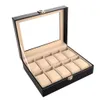 10/12 Slots Läder Watch Box Klockor Skärm Smycken Förvaring Box Väska Hållare Packaing Armbandsur Arrangör Gifts New1