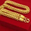 Mens Necklace Thick Chain Hip Hop Do9mm Wide Massive Mens Necklace 2-tone 18K Gold Filled Solid Curb Chain Statement Necklace Gift251D