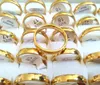 50pcs Gold 4 mm Bagues de fiançailles de mariage hommes femmes 316L