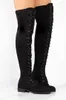 AINER CAT 2018 Autumn/Winter Women Long Boots Lace-Up Over The Knee Boots Fashion Solid Black Shoes Plus Size 35-431