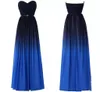 Robe de bal noir bleu Ombre longue en mousseline de soie une ligne grande taille longueur au sol formelle soirée célébrité robe de demoiselle d'honneur