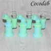 Narguilé Glow Silicone Mini Dab Rig Protable Recycler Bong Verre Huile Rigs Bubbler 14.4mm Bent Neck Nectar Conduites D'eau Incassables