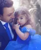 Royal Blue Ball Gown Flower Girl Dresses Half Sleeve Lace Appliques Tulle Sweet Kids Formal Wear Pageant Girl Dresses2499