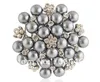 Grande broche de mariée en fausses perles et cristal strass, ton argent, gris argenté