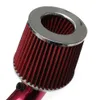 Filtro di aspirazione aria fredda universale per auto Kit di induzione in alluminio Sistema di tubi flessibili Rosso9809786