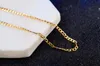 2018 new fashion Men and women 2mm NK Figaro Necklace plating 18K Gold Side body Necklace size 16-30 inches