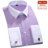 Мужская рубашка с французскими запонками, 2018, приталенная элегантная рубашка-смокинг, мужские деловые рубашки в полоску, мужские классические рубашки с запонками215d
