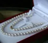 8mm White South Sea Shell Pearl Necklace 18inch+ Earring Set