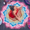 Mandala Plaj Havlusu Büyük Lotus Baskı Yoga Mat Yuvarlak Püskül Goblen Totem Battaniye Hippy Boho Masa Örtüsü 150cm / 59 ''