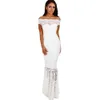 Koronkowe Suknie Party Suknie Off Ramię Ladies Robe de Soiree Granatowy Fishtail Maxi Dress Vestidos Longo de Festa