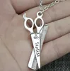 20pcs/lot Fashion Necklace Antique Silver Vintage Scissors Charms Pendants Chain Necklace 42+5cm