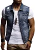 Gilet di jeans da uomo strappato estivo Canotta da uomo Gilet di jeans lavato Giacca senza maniche da cowboy hip-hop da uomo