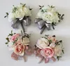 Boutonniere Hand Flowers Wedding Prom Corsage Artificial Flower brooch Flower Lapel Boutonniere Wrist Wedding Accessories303p