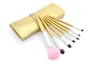 Beginner horse hair 7pcs/set makeup brush portable Pink / gold / black PU bag 7 makeup set brush.