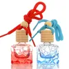 8ml fyrkantig glas hängande hängande påfyllningsbar parfymflaska, färgad bil hänga doftbehållare, hänga hängande flaska F1307