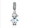 Fits Pandora Sterling Silver Bracelet Boy Girl Bella Robot Teapot Mouse Bear Beads Charms For European Snake Charm Chain Fashion DIY Jewelry