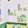 Plantas em vasos verdes com prateleiras adesivos de parede decoração de casa corredor porta armário mural de parede arte bonsai tatuagens de parede 3349276