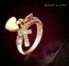 Hjärtringar för kvinnor Rose Gold Fyllda Bands Kina Partihandel 18K Guld Diamant Förlovning Ringar Mode Smycken Cross Diamond Rings