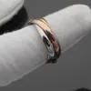 Mode Mannen Vrouwen 316L Titanium staal 3 Cirkels 3 Kleur 3in1 Bruiloft Engagement 18 K Vergulde Gecombineerde Ringen Size5-11259S