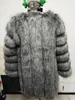 BinyuxD venda quente novo design outono inverno casaco quente novo prata raposa casaco de pele outerwear mulheres moda pele plus size s-4xl