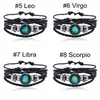 12 Zodiac Constellation Bracciale fatti a mano in pelle fai da te Braceelts fit 18mm Noosa Bottone a pressione in lega Donna Uomo Regolabile Draw String Bracciali