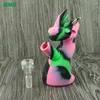 Chinese traditional pattern ash catcher Silicone bong with glass bowl Dragon shape bubbler smoking accessories water hookahs hand percolator