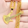 Punk Rock Música Guitarra ouro Pingentes Colares Pingentes Bling Bling Iced Out Colar de Cristal Hip Hop Jóias Para Presente