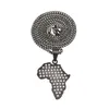 Cool Men Hip Hop Necklace Stainless Steel Black Gun Gold Plated CZ Africa Map Pendant Necklace for Men Women NL-563