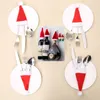 크리스마스 산타 클로스 모자 장식 칼 및 포크에 대 한 맥주 병 포장 모자 결혼식 파티 축제 6 * 12cm WX9-997 캔디 선물 가방