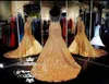 Sheer Scoop Neck Gold Plus Size Prom Vestidos 2019 Longo Trem Lantejoulas Sereia Cristais Mulheres Barato Formal Ornamen Grapeant Dress