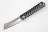 最高品質のフリッパー折りたたみブレードナイフD2サテンブレードブラックストーンウォッシュスチールハンドルボールベアリングEDCポケットナイフ