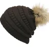 Kvinnors mode stickad mössa höst vinter varm hatt skullies varumärke mössor hip-hop ull pompom hattar kka2684