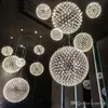 Soggiorno moderno lampada a sospensione luce sfera in acciaio inox led lampadario fuochi d'artificio luce ristorante villa hotel progetto illuminazione a sospensione