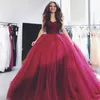 منتفخ تول الكرة ثوب الحلو 16 فساتين رقيق النبيذ الأحمر quinceanera اللباس 2018 عنابي فساتين السهرة مثير vestidos دي حزب أثواب