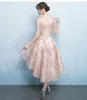 Nieuwe 2021 jurken avondkleding High Low Off Shoulder Lace Rose Gold Formele jurk prom -jurken voor dames2574754