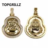 Topgrillz الهيب هوب الرجال قلادة النحاس الذهب / فضي اللون مطلي مايكرو تمهيد تشيكوسلوفاكيا ستون مايتريا قلادة القلائد ثلاث سلاسل 24 "