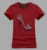 여자 하이힐 신발 프린트 티셔츠 패션 귀여운 티셔츠 여자 여름 반팔 티셔츠 탑스