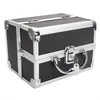 Fashion Cosmetic bag Portable Diamond Texture Aluminum Makeup Storage Bag with Mirror & Key Black