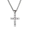 Latin Cross Pendant Ice Out Chain Necklace Men Women Gift Christian Statement Jewelry Hip Hop Cubic Zirconia Stainless Gold Color P1108